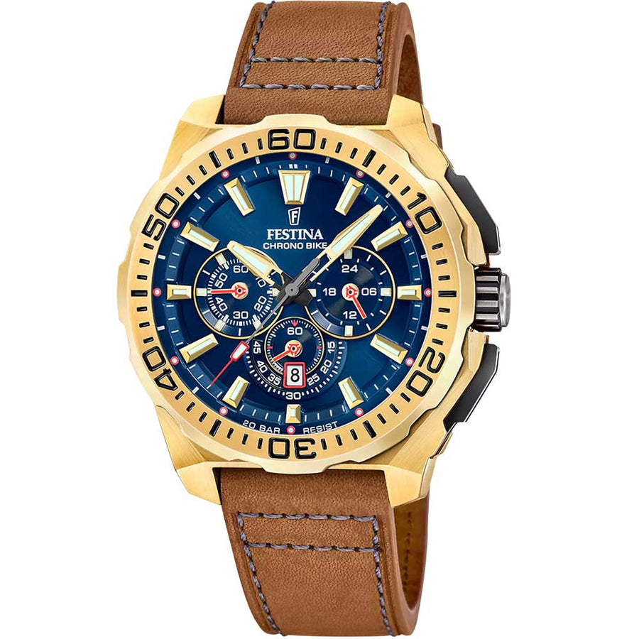 Festina Gold Stainless Steel Chrono Bike Watch