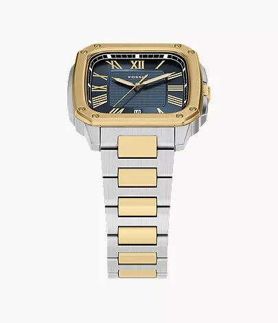 Fossil Crosby Date Two-Tone Square Stainless Steel Watch