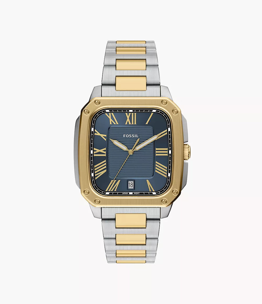 Fossil Crosby Date Two-Tone Square Stainless Steel Watch