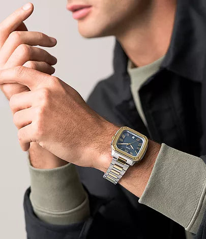 Fossil Crosby Date Two-Tone Square Stainless Steel Watch