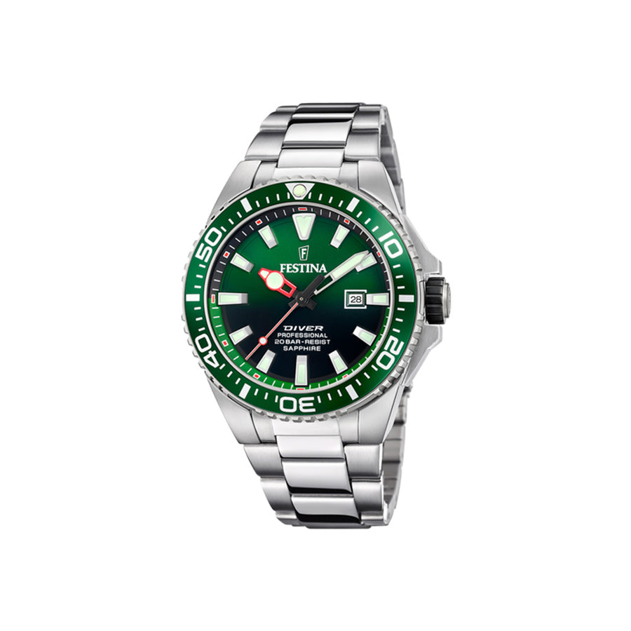 Festina Original Stainless Steel, Green Dial Watch