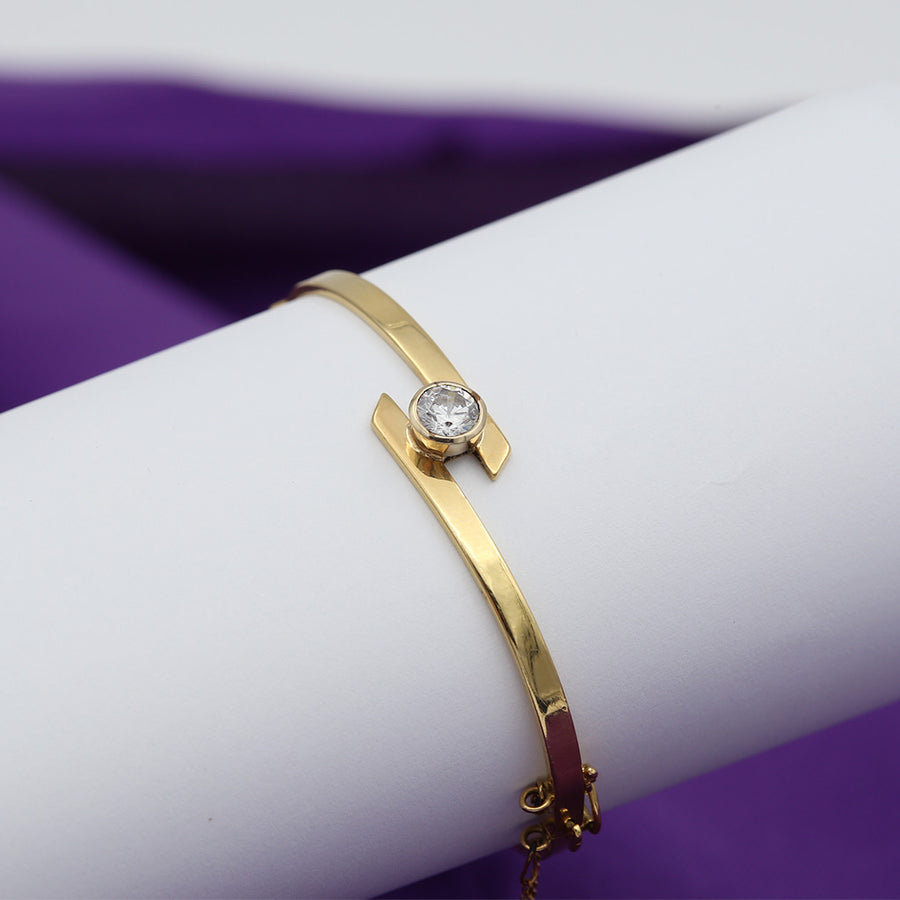 Yellow Gold Crossover Diamond Bangle