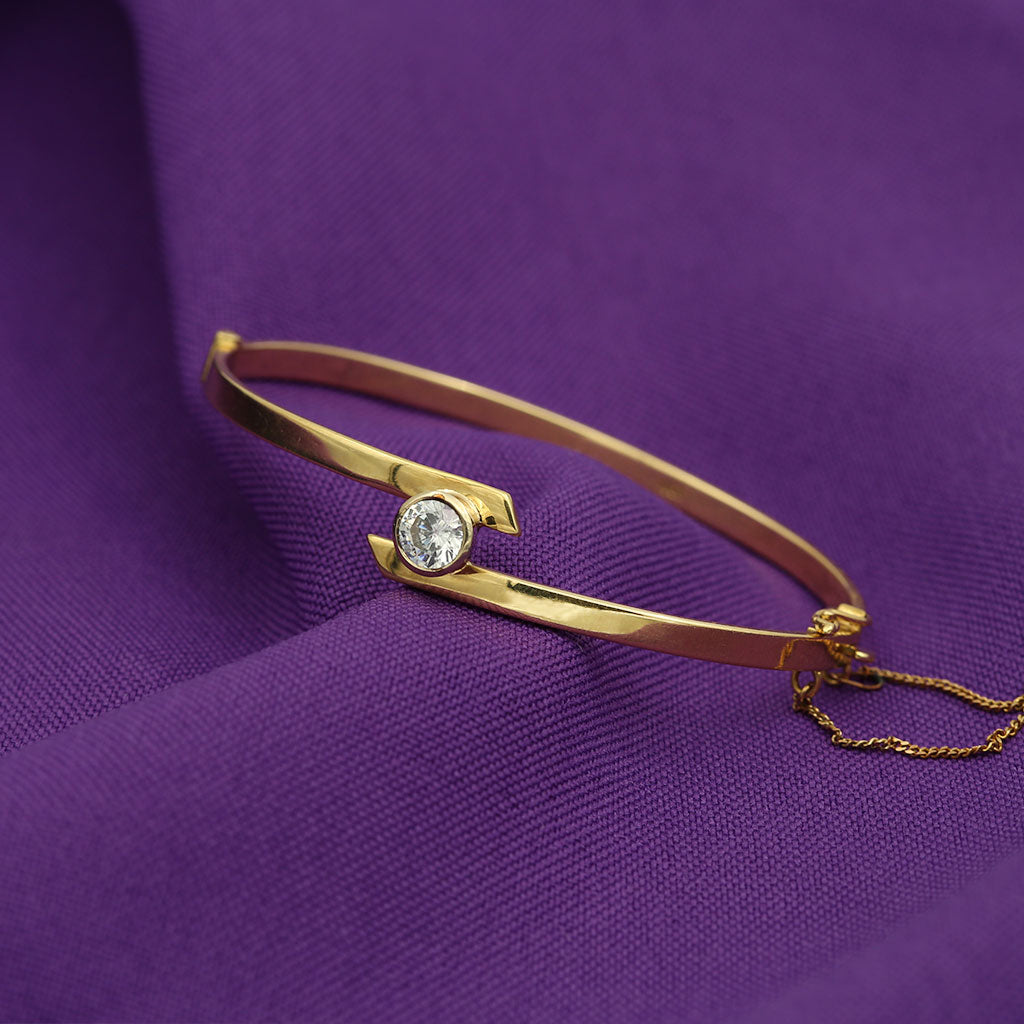 Yellow Gold Crossover Diamond Bangle