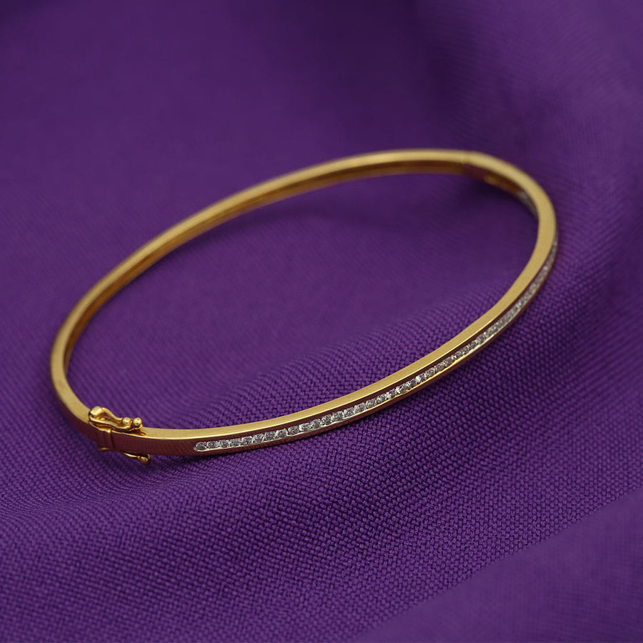 Yellow Gold Solid Diamond Bangle