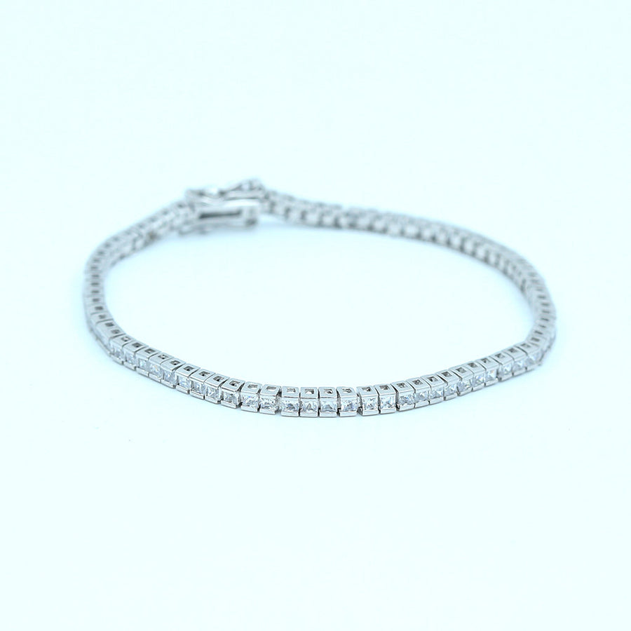 Silver Square CZ Tennis Bracelet
