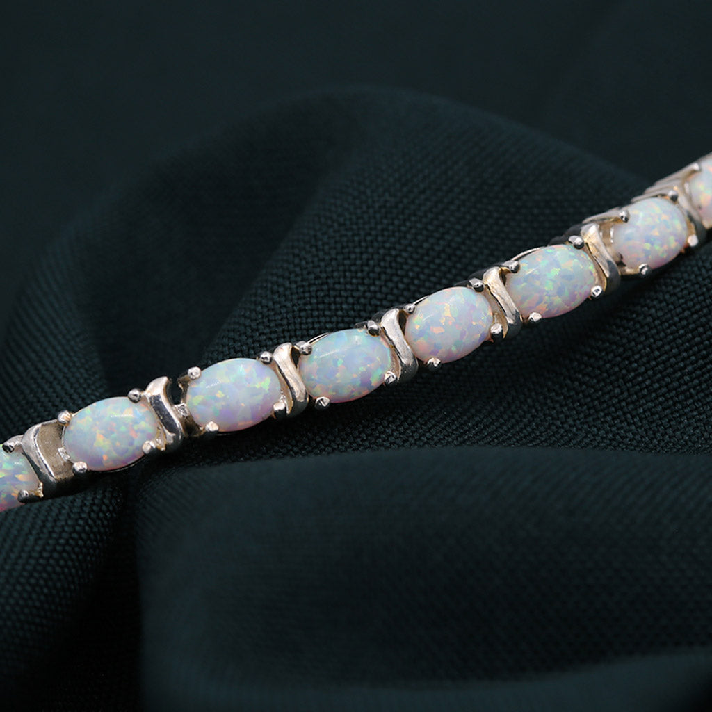 Silver White Opal Tennis Bracelet