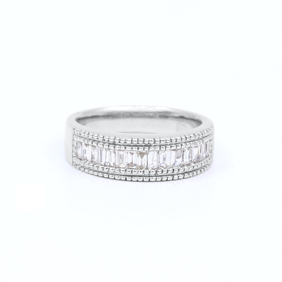 Ladies Silver Eternity CZ Baguette Ring