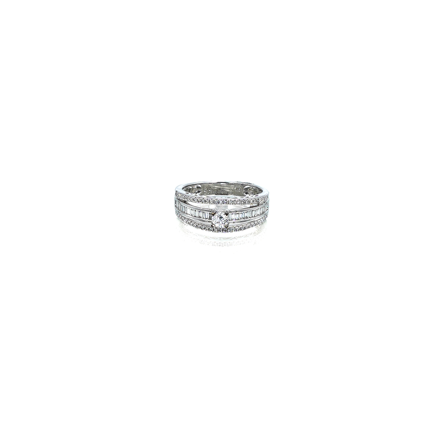 Ladies 18ct White Gold, 3 Band, Diamond Ring