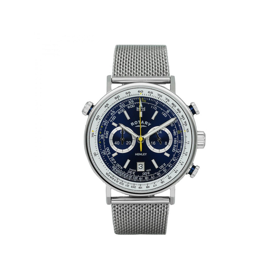 Rotary Henley Chrono, Stainless Steel Mesh Band Watch