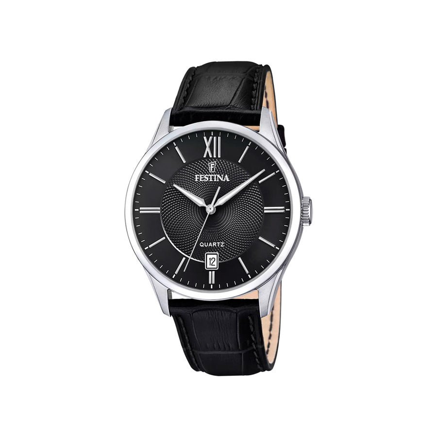 Festina Men's Classic Black and Leather Watch