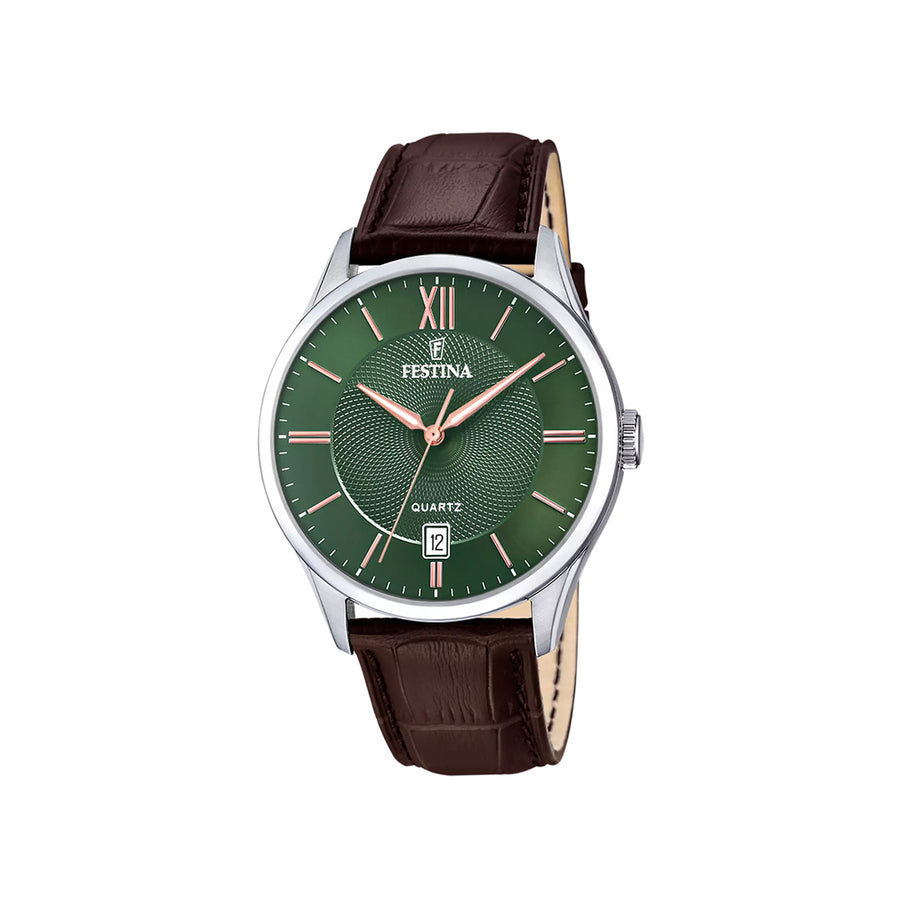 Festina Men's Classic Green and Leather Watch