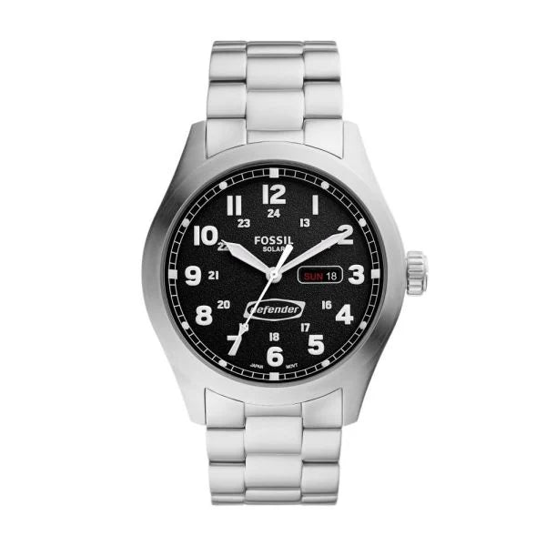 Fossil Defender Solar-Powered Day Date Stainless Steel Watch