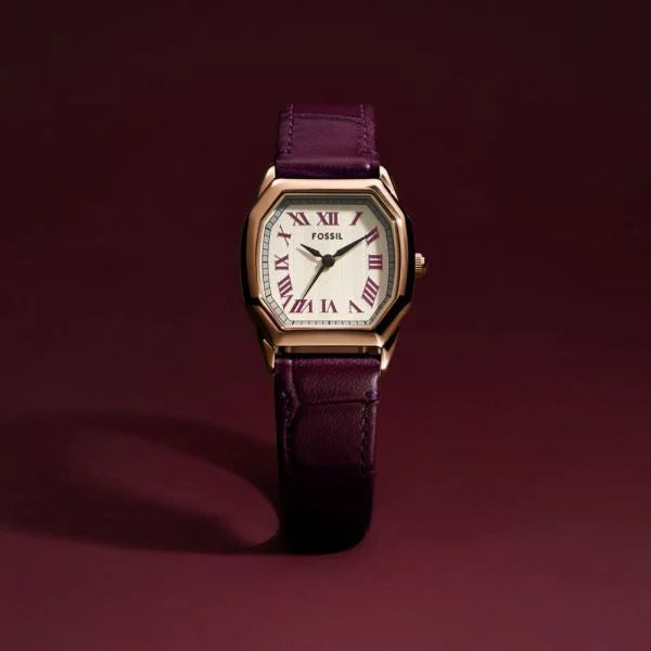 Fossil Harlow Burgundy Leather Watch