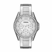 Fossil Riley Silver Steel Round Stainless Steel Watch